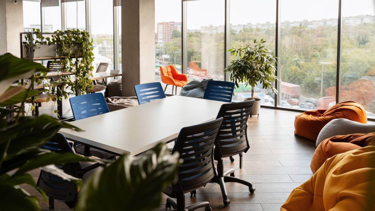 Office area with bean bags